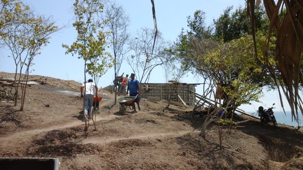 Ferrying the concrete to the pool